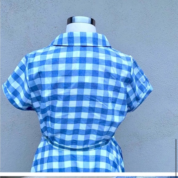 UNIQUE VINTAGE dress plaid Blue Gingham Alexis Swing Dress belted POCKET 3X 3XL - Picture 3 of 11